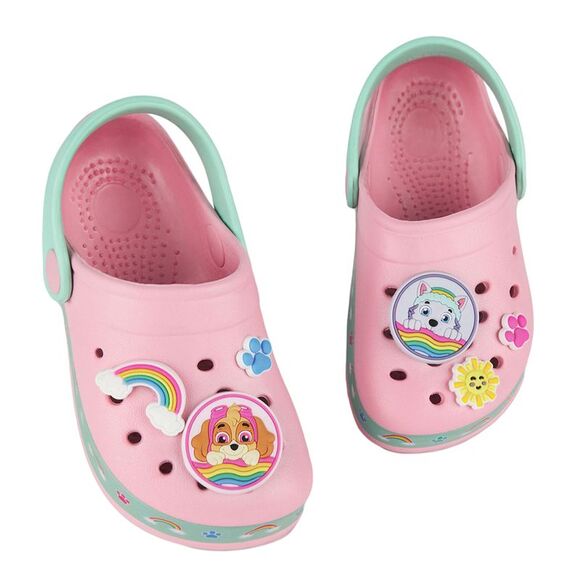 Paw Patrol Girls Skye & Everest Button Clogs / Pink/Green - Picture 3 of 4